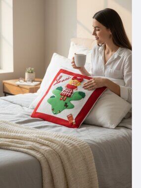 Lenci Italy Felt Pillow Cover Girl Dog 20x20 Numbered NWT Handmade Wool Art